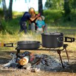 Camping Cookware Pots And Pans, Camping Cookware Mess Kit,Non-Stick Lightweight