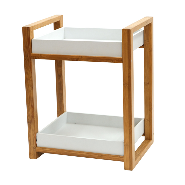 Environmental Protection Bamboo Double-layer Storage Rack for Tea Corner Small Size