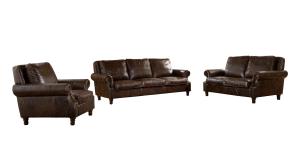 Quality Retro Vintage Dark Brown Leather Sofa Set ,Top Full Grain Leather Sofa For Home wholesale