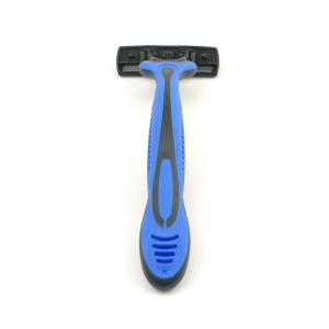Quality China Manufacturer Comfortable Shaving Razor Rubber Handle Triple Blade Men Pivoting Razor wholesale