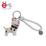 3D Cartoon Promotional Plastic Keychain , Dog Key Ring PVC PU Material