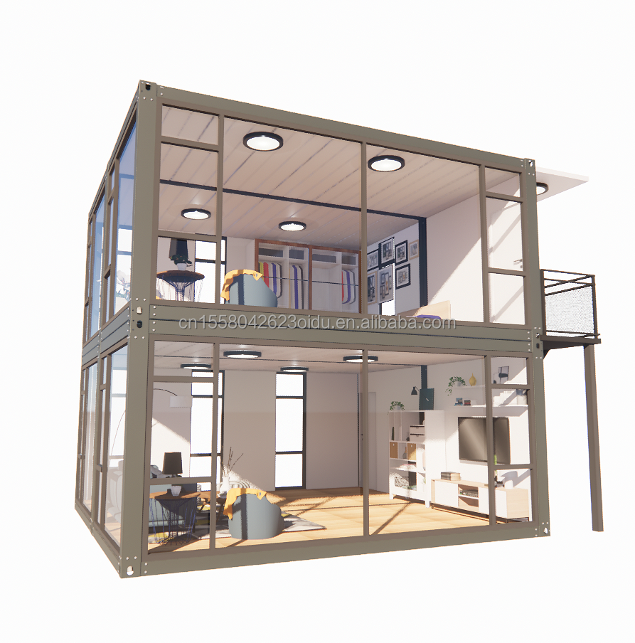 Office Convenience for Supermarket Large Curtain Wall Glass Window Movable House Container Room