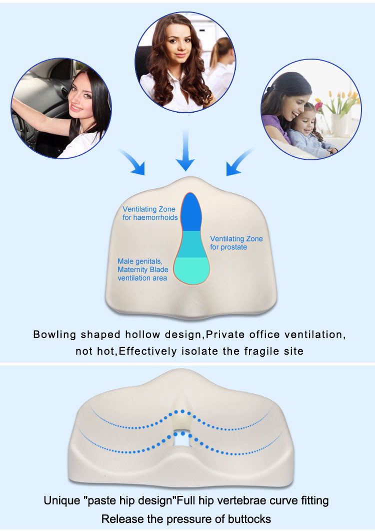 Adult Car Booster Seat Memory Foam Coccyx Cushion Universal Size