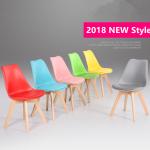 Cotton Fabric / PP Upholstered Dining Room Chairs With Solid Wood Legs