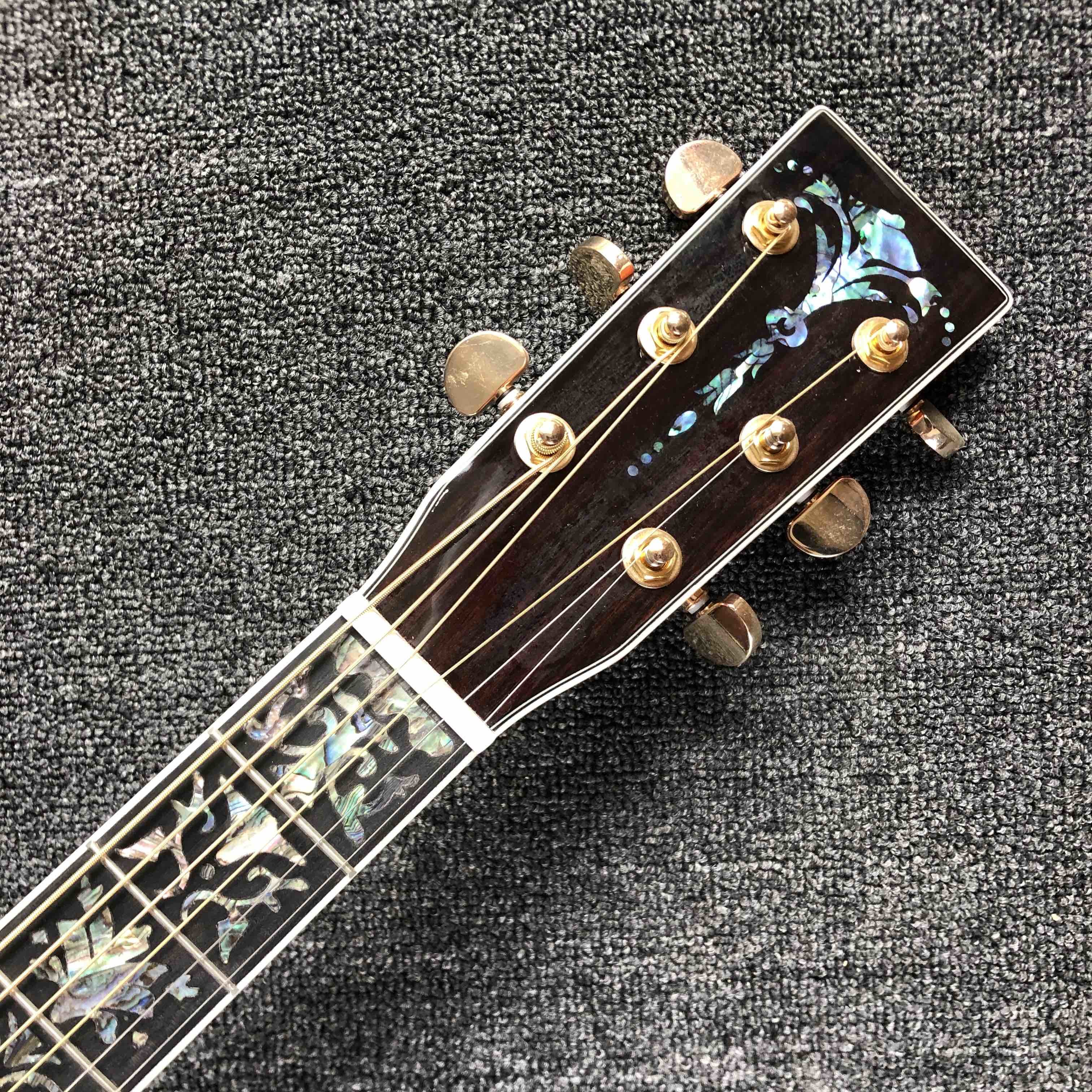 2020 New Handmade Cutaway Deluxe KOA Acoustic guitar solid koa wood with 100% all abalone inlay electric acoustic guitar