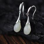 925 Silver Natural Jade Drop Earrings(E20180101)