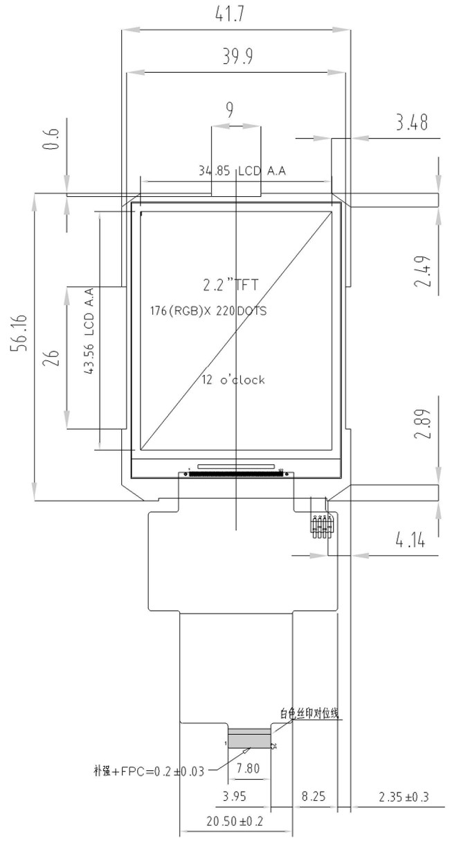 2.2" Inch Touch Panel Screen 176x220 ILI9225G QCIF REACH RoHS Compliant