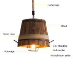 American Retro Wood Barrel Chandelier Restaurant Dining Room Pendant Lamps(WH-VP