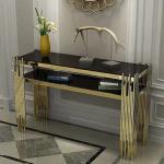 Designer Stainless Steel Console Tables With Elegant Marble Tops