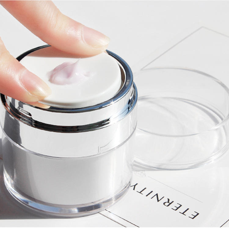 Empty Pink Eye Cream Lotion Container Double Wall Acrylic Powder Jars 30g 50g