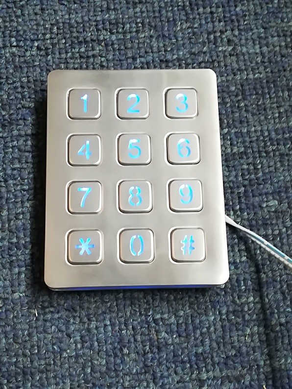 3X4 vandal resistance stainless steel back lighted numeriic keypad