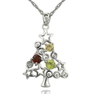 Quality 925 Silver Chain Christmas Tree Pendant Necklace(N12282) wholesale