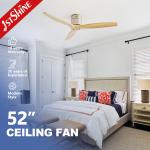 52 Inch Ceiling Fan With Remote Control Wooden Blade Silent Dc Motor
