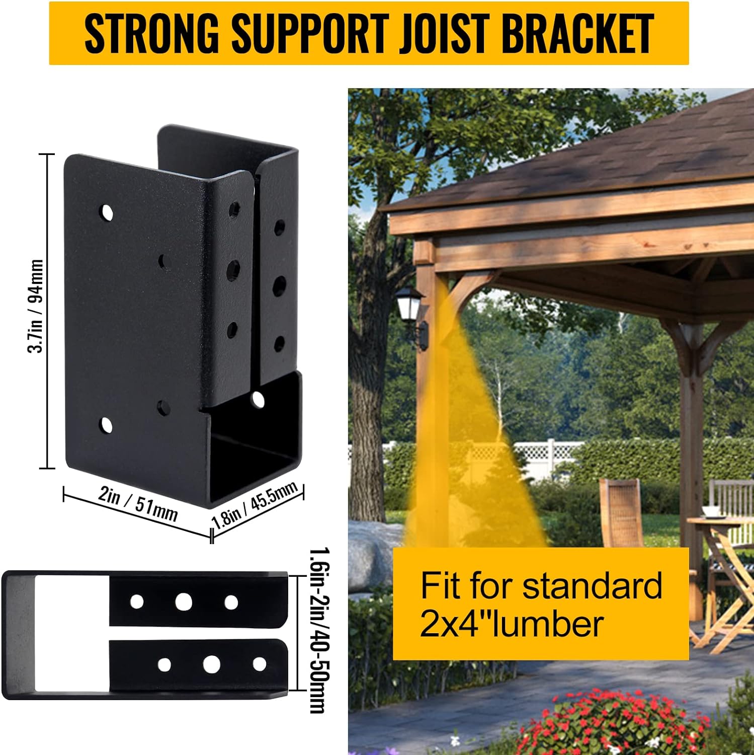 Steel Powder Coated Concealed Joist Hanger for Outdoor Deck Wood Railing and Fence