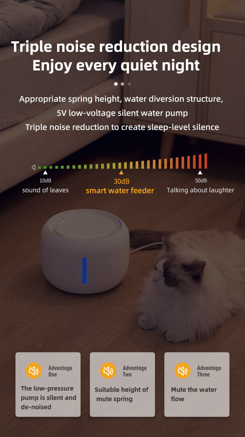 Ultra Quiet Automatic Pet Water Dispenser 1.5W 20dB CE For Dogs