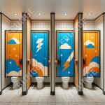 Floor Mounted Anti Graffiti Pressure Laminate Hinged Bathroom Partition