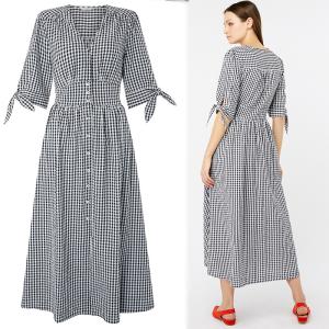 Quality Black and White Gingham Midi Dress Summer Ladies wholesale
