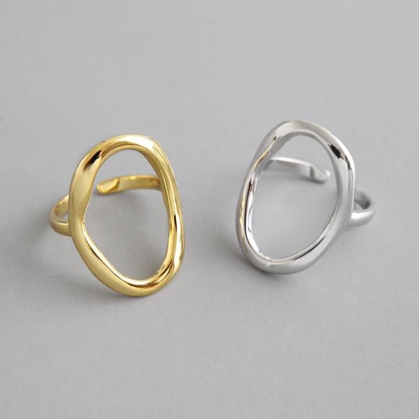 Lanciashow 925 Sterling Silver Jewelry Open Ring Simple Geometric Irregular