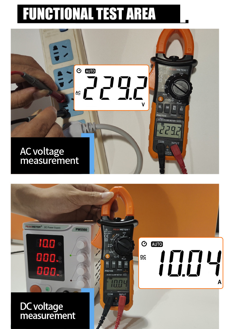 AC/DC Digital CLamp Meter With Ammeter , Voltmeter ,Double Mold，Diode Test，Ohmmeter Measurement
