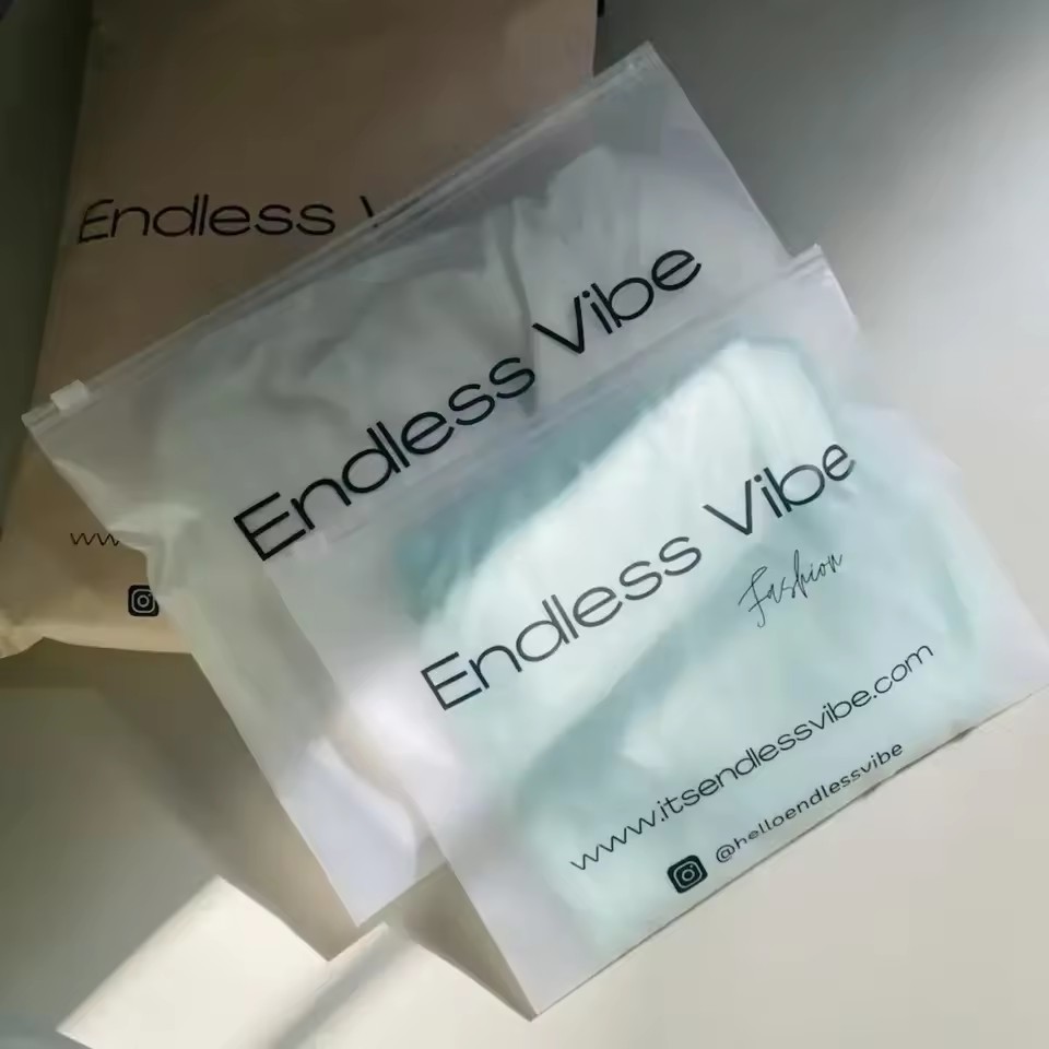 Custom Biodegradable Transparent Slider Lock Frosted Zipper Packaging Bags