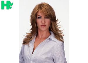 Quality Brown Color Non Lace Long Synthetic Hair Wigs For Womens , Natural Looking wholesale