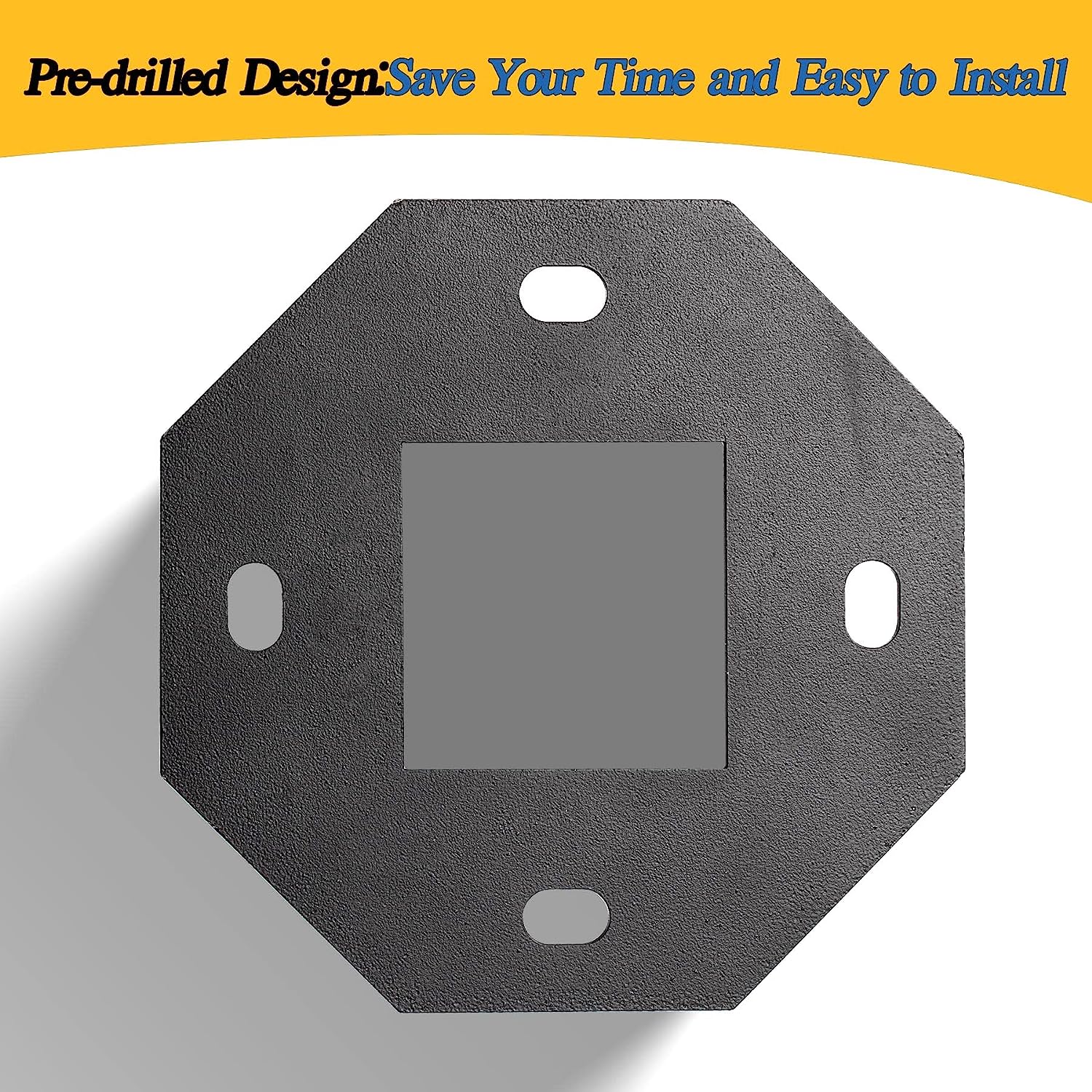 Fence Support Bracket 3.6 X 3.6 Inch Inner Size Heavy Duty Post Base Coated Metal Anchor