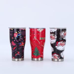 Quality Simple Modern Leakproof Lid Double Wall Insulated Stainless Steel Christmas Tumbler 900ml Coffee Mug With Handle For Outdoors Sport Unique Curve wholesale