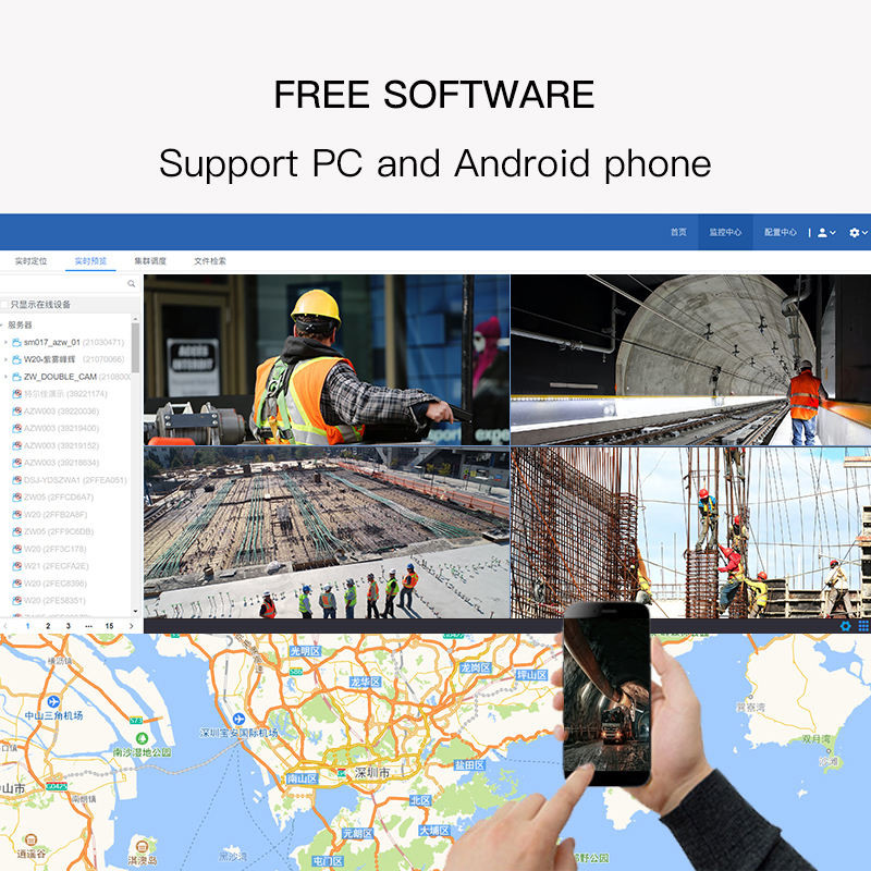 4G Wifi Smart AI Hard Hat Safety Helmet Camera With Command Center Monitor VMS System