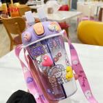 Double Straw Bottle Transparent Eco Friendly Double Layer Plastic Water Milk