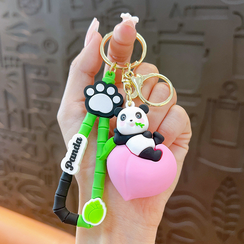 Lady Girl Cute Soft Panda Keychain Charms Gift Animal Car Key Pendant
