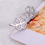 Fashion Korea Style Jewelry 925 Silver Plated Four Leaf Clover Flower Stud