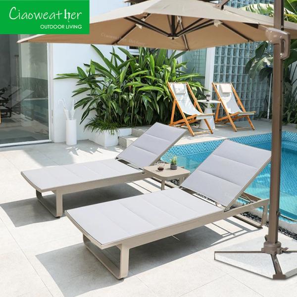 Outdoor Leisure Sunlounge Modern Mesh Fabric Sun Lounger for Hotel Swimming Pool