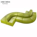 4 Seater Club Lounge Sofa Grey U Shaped Gray S Arc Shape Vintage Style