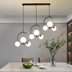 Iron Art globe chandelier Gold Black glass lampshade For Dining Room Ceiling
