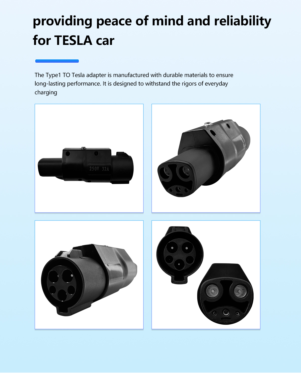 Compact and Portable 220V 7KW 32A Adapter for Tesla Car Type 1 Charging Pile to Tesla Car EV Charge Customized Plug Type1