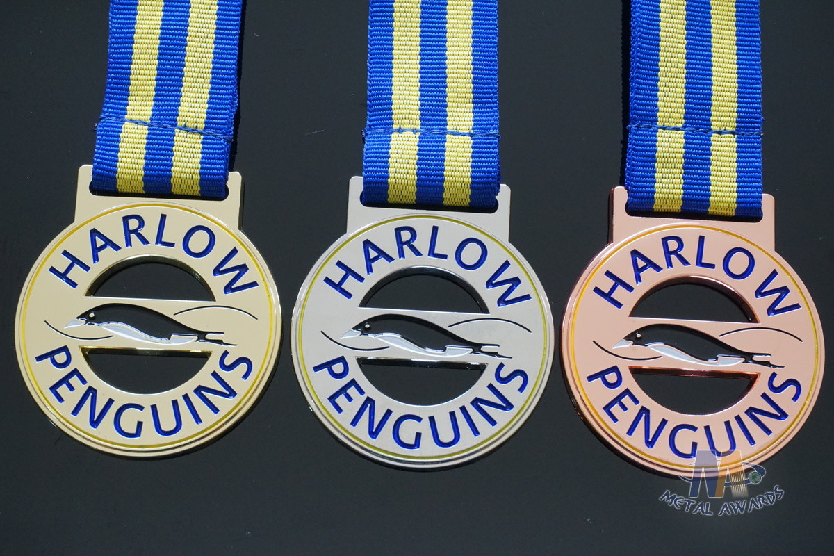 Custom Logo Penguins Design Metal Award Medals Cut Out Shape Size 50*3.5MM