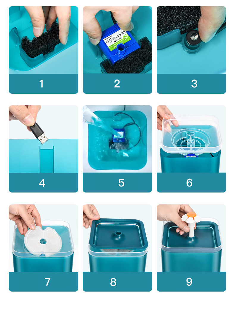 Pet Bowls Feeders Drinker Automatic Cat Water Dispenser Drinking Fountain Length cable