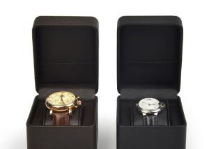 Quality Brown PU Leather Watch Packing Box Customized Size with Velvet Pillow wholesale