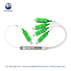 Quality Mini Steel Tube PLC 2.0mm Fiber Optic Splitter 1x4 With SC/APC wholesale