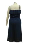 Summer Sleeveless Ladies Casual Jumpsuits Two Big Ruffle Bottom Romper