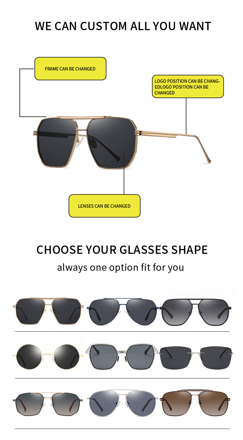 Men'S Women'S Custom Sunglasses Metal Polarized Matte Finish Prescription Lens