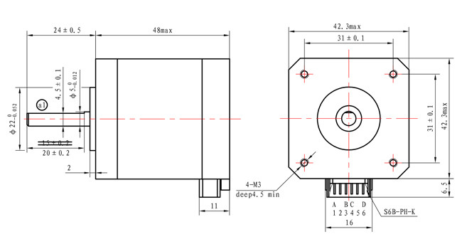 1.8A 3.24V Nema 17 Stepper Motor 2 Phase Stepping Motor 42x42mm