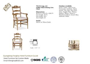 Quality Classcial Ladder Back Dining Chairs With Armrest , Dining Room Side Chairs wholesale