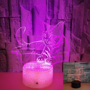 Quality OEM animal logo Colorful 3D Volt Cat Light 3D Illusion LED Light Acrylic Visual Stereo Light Touch USB Table Lamp wholesale