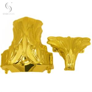 Quality Dark Gold Plastic Coffin Corners 1# DG For Funeral Interment Ornamentation Flower Design wholesale