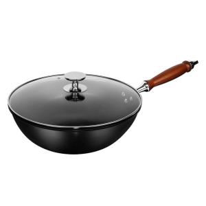 Quality Durable Kitchen Frying Pans Round Bottom Carbon Steel Wok Chemical Free 9.3cm Deep wholesale