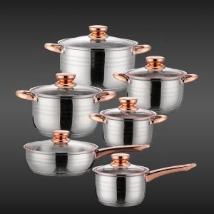 Quality New Product 12 PCS 201 Stainless Steel Pan And Pot Nonstick Cookware Sets With Stainless Steel Handle wholesale