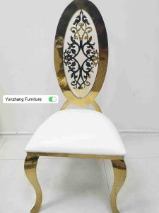 Quality Ellipse High Back Golden Wedding Dining Chair With Flower OEM wholesale