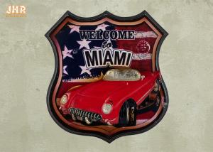 Quality USA Flag Wall Decor 3D Resin Car Wall Mounted Plaques Antique MDF Pub Signs wholesale