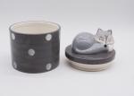 Fox Shaped Ceramic Treat Jar Silicone Airtight Food Container Hand Painted